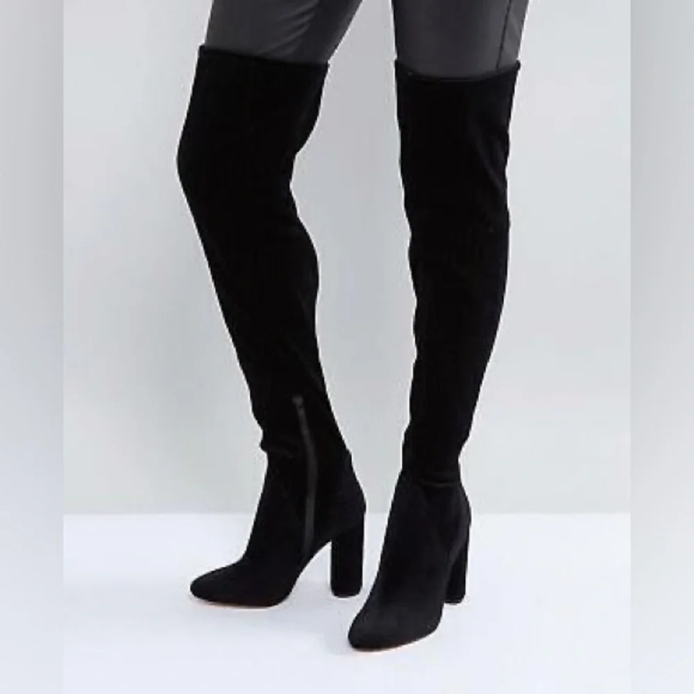 Aldo Over the Knee Velvet Suede Textured Boots, Black,‎ Size 8.5